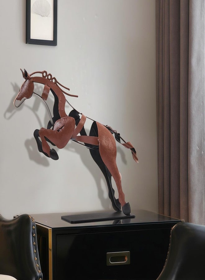 SunBlogs Art Horse Statue, Unique Metal Art Handmade Sculpture for Home Decor, Rustic Decor, Gifts for Horse Lovers (Brown) - Image 3